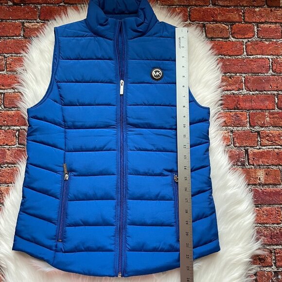 NWT! Michael Kors Blue Women's Puffer Vest XS - Picture 15 of 15